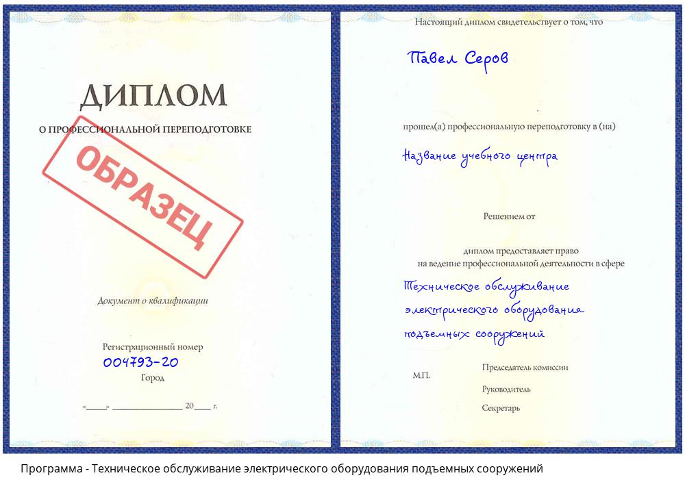 Техническое обслуживание электрического оборудования подъемных сооружений Азнакаево