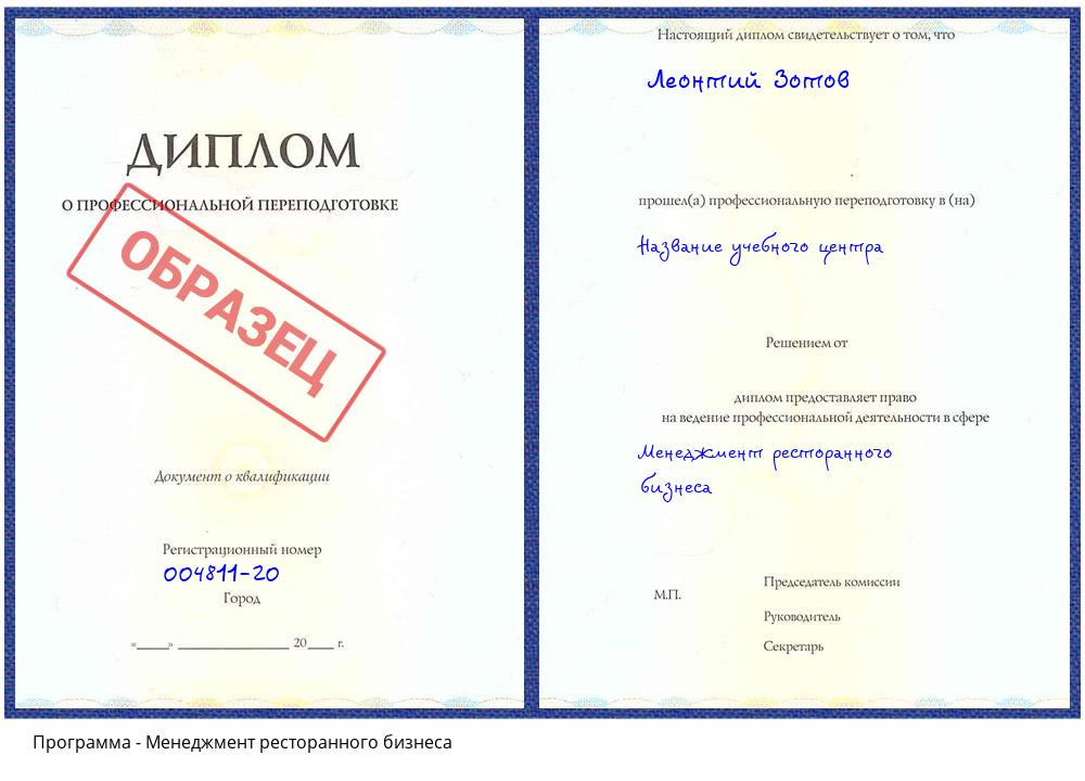 Менеджмент ресторанного бизнеса Азнакаево