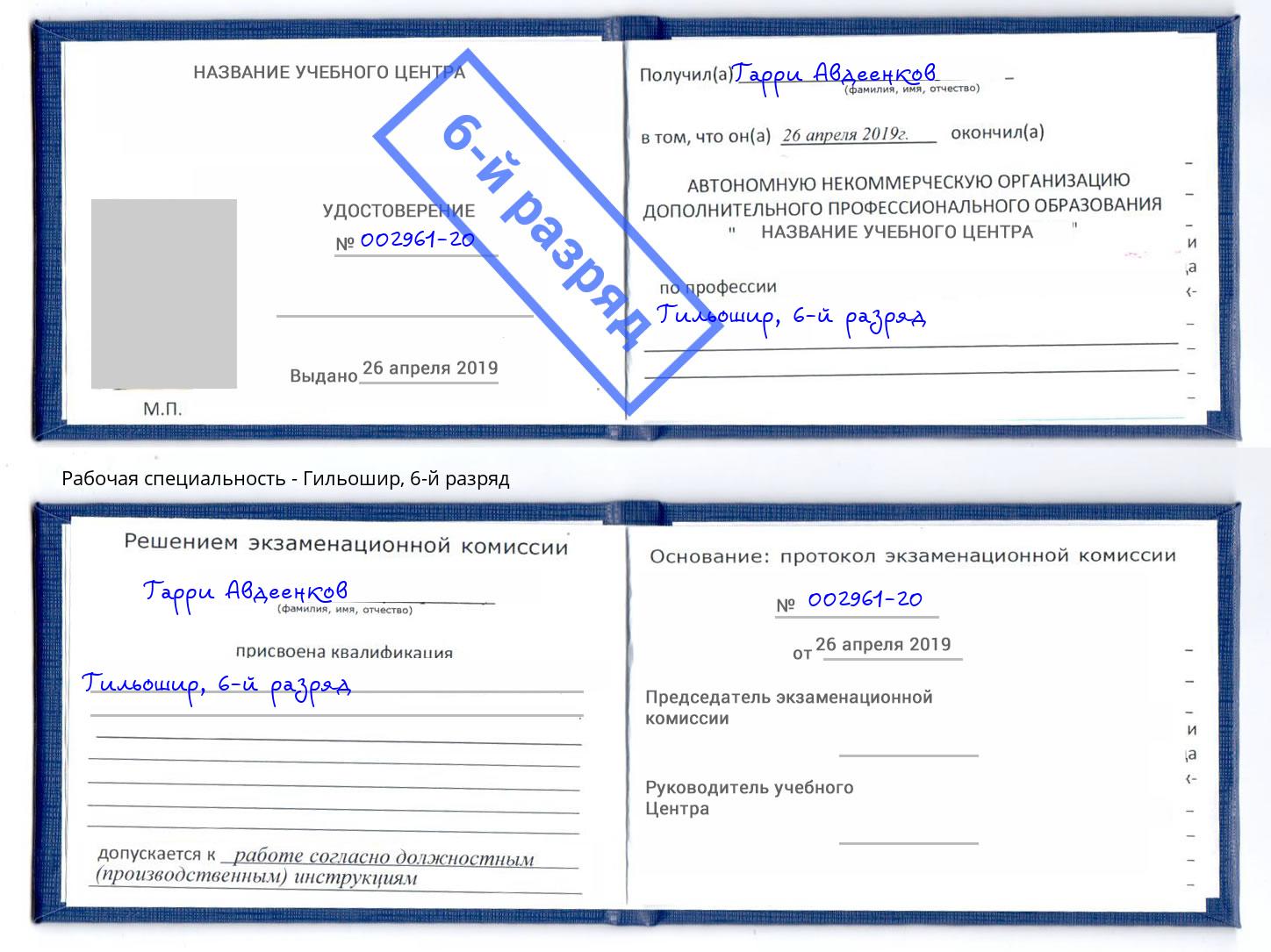 корочка 6-й разряд Гильошир Азнакаево