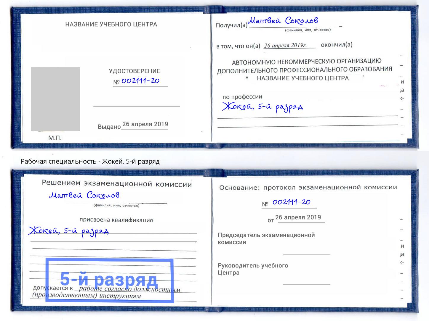 корочка 5-й разряд Жокей Азнакаево